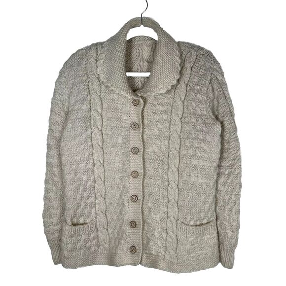 Handknit Womens M unique cardigan sweater Cottagecore Feminine Grandma style - Picture 1 of 8